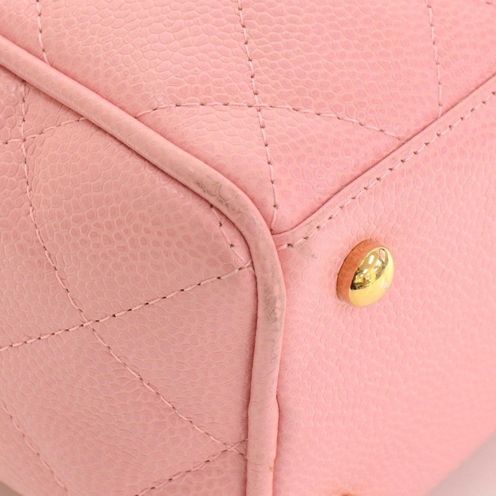 quilted caviar leather boston bag