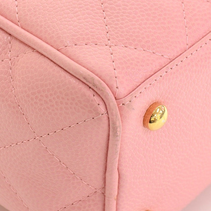quilted caviar leather boston bag