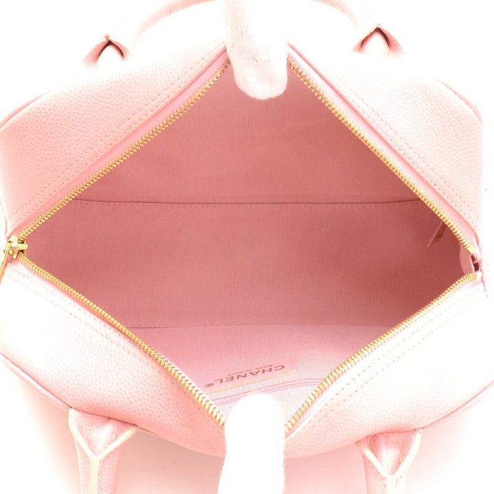 quilted caviar leather boston bag