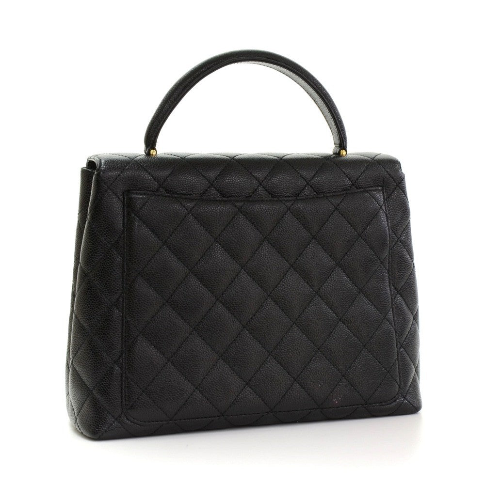 kelly quilted caviar leather handbag