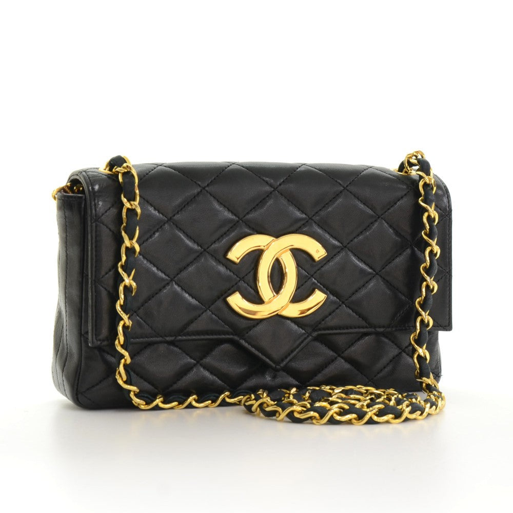 quilted lambskin leather single flap bag