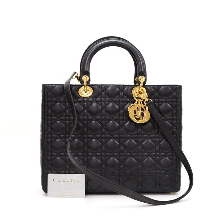 lady dior cannage quilt leather large bag