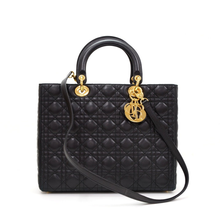 lady dior cannage quilt leather large bag