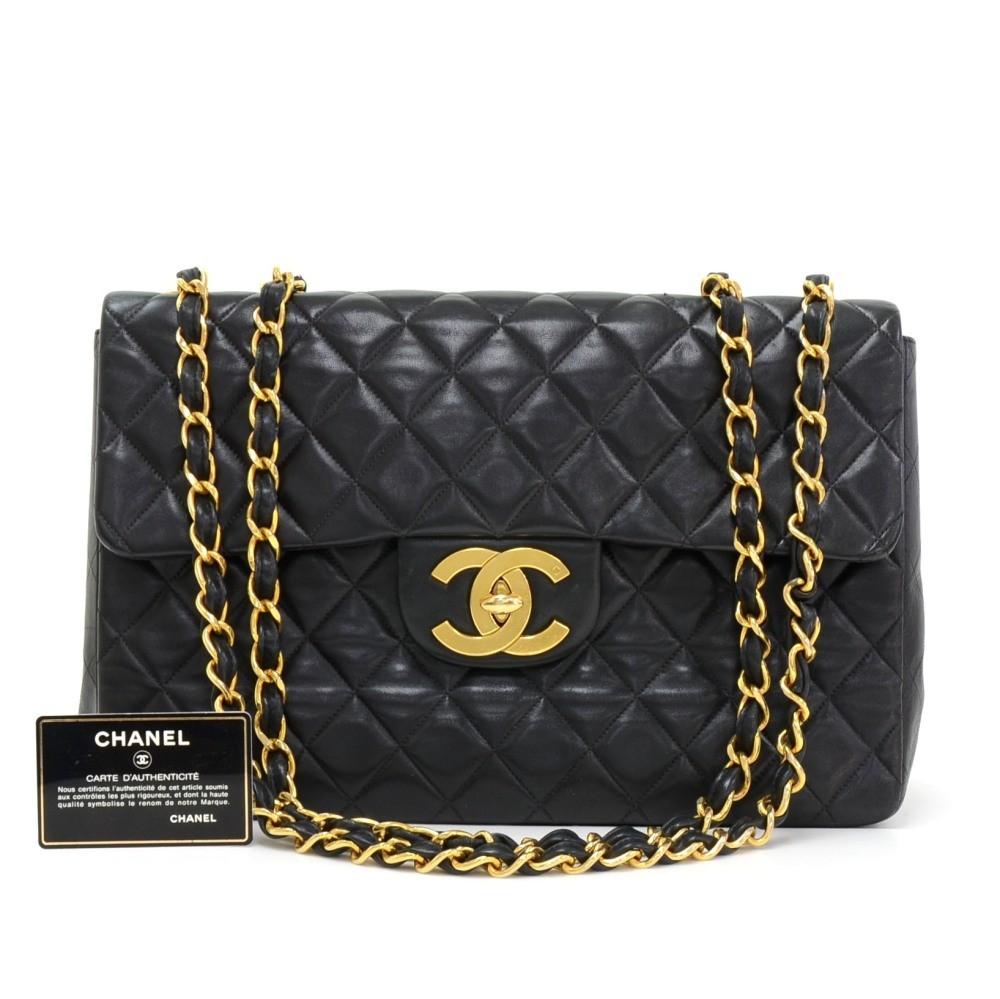 13" maxi quilted lambskin leather shoulder bag