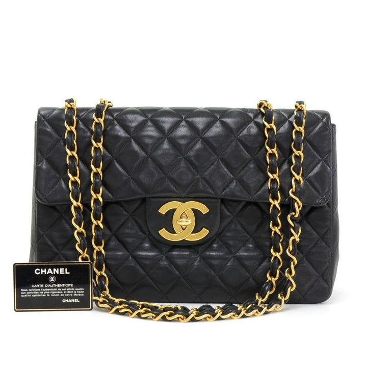 13" maxi quilted lambskin leather shoulder bag