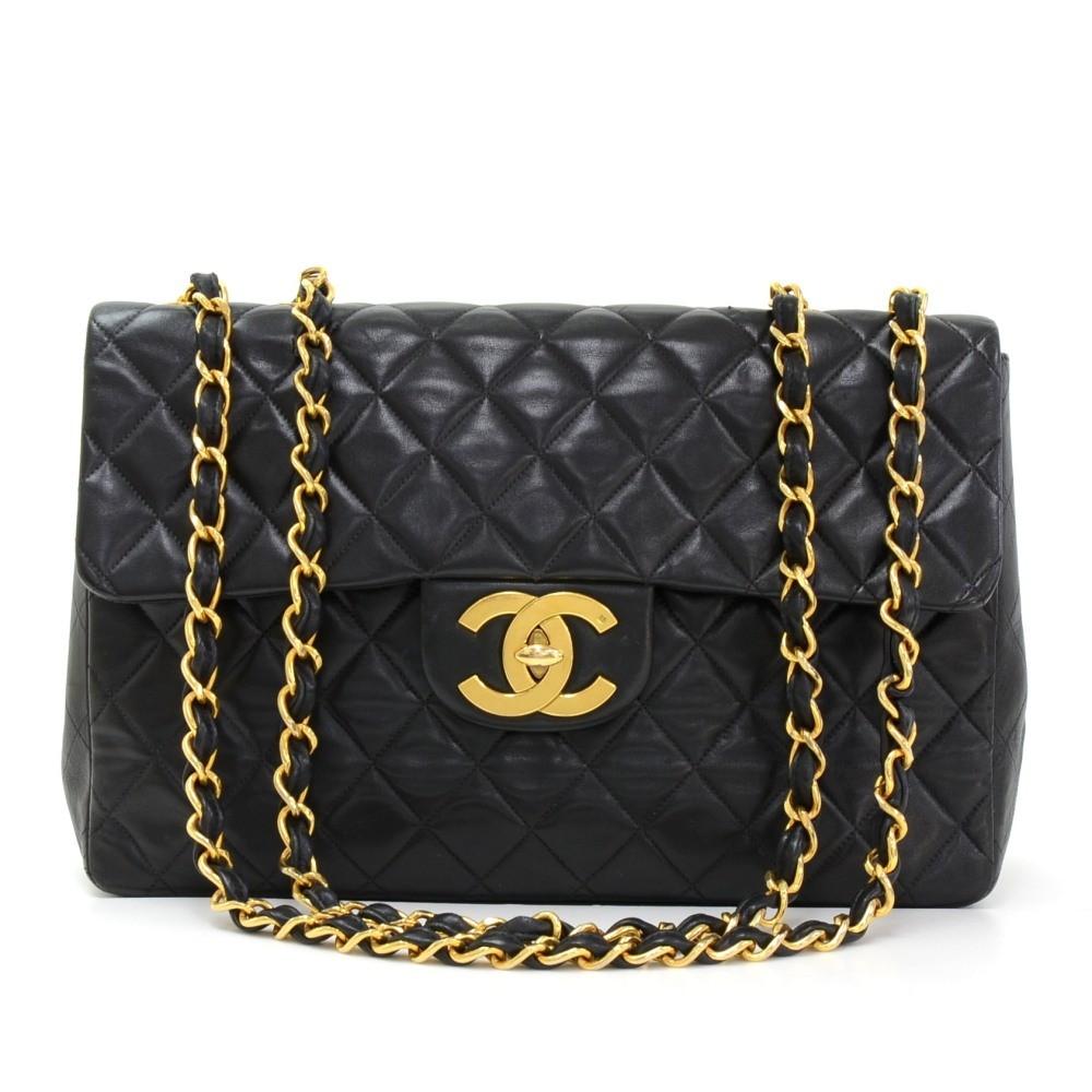 13" maxi quilted lambskin leather shoulder bag