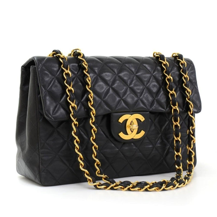 13" maxi quilted lambskin leather shoulder bag