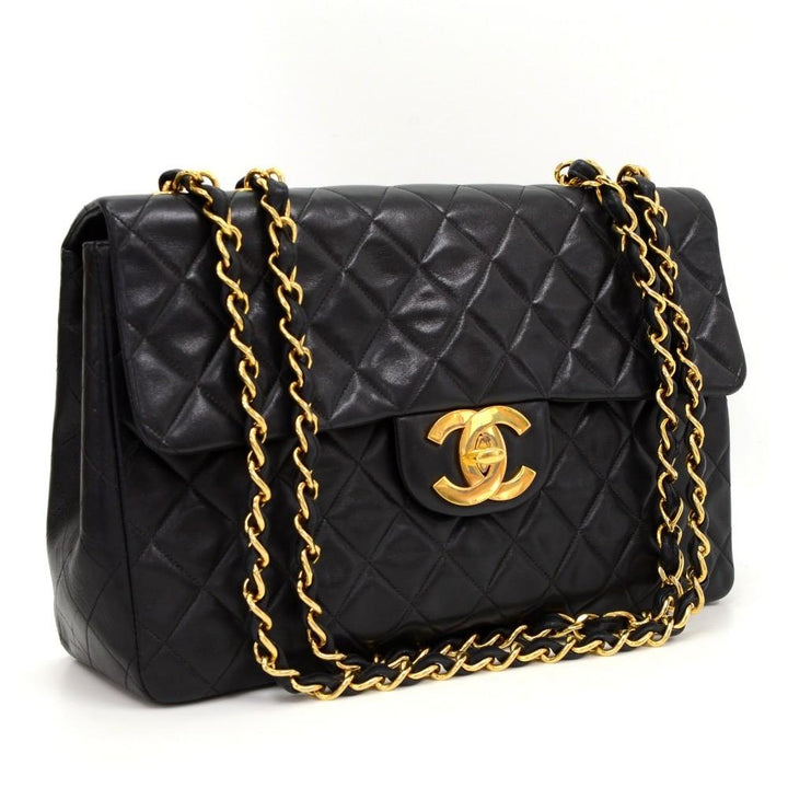13" maxi quilted lambskin leather shoulder bag