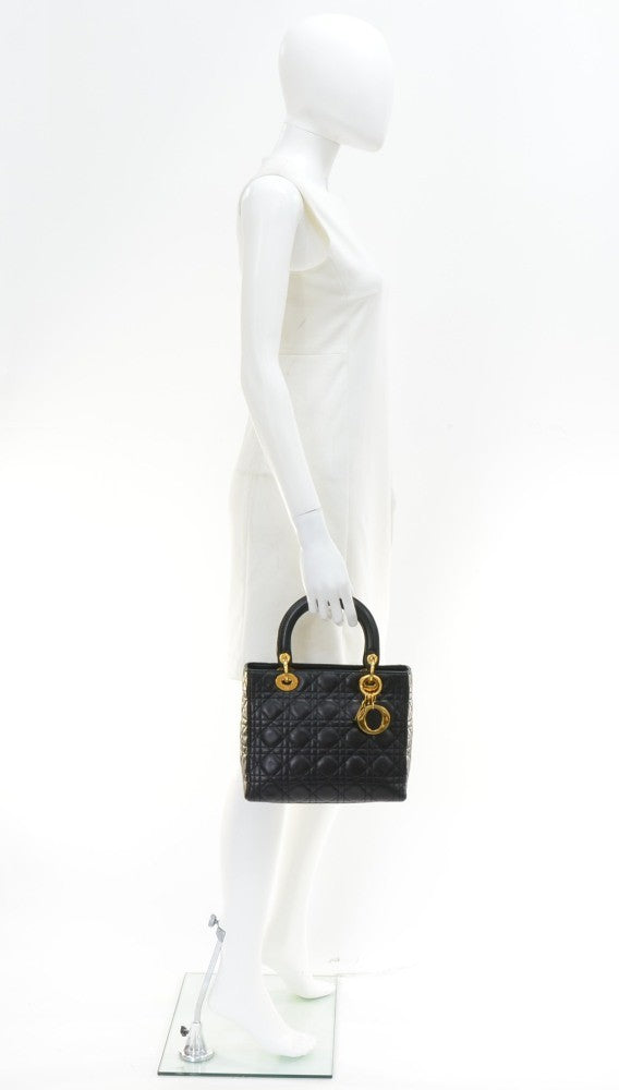 lady dior cannage quilt leather medium bag