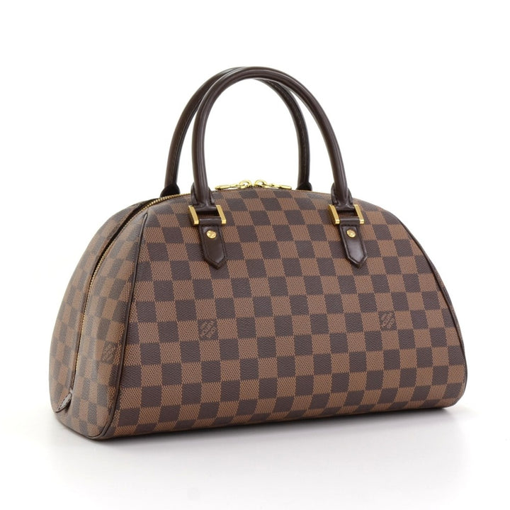 ribera mm damier ebene canvas handbag