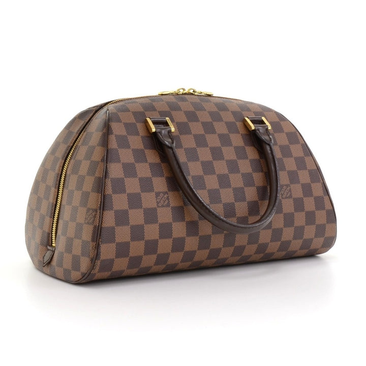 ribera mm damier ebene canvas handbag