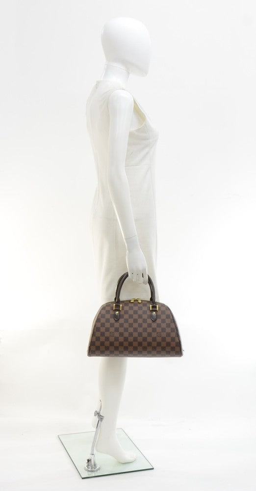 ribera mm damier ebene canvas handbag