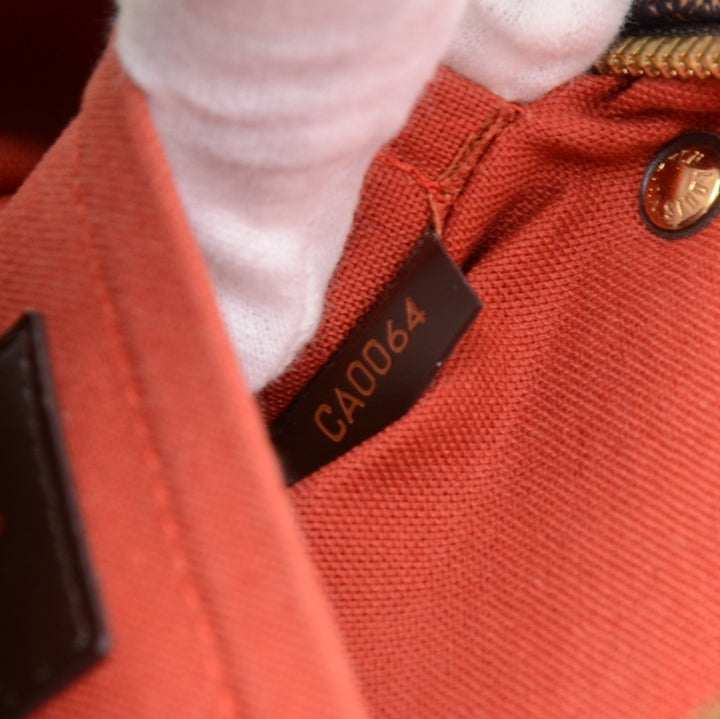 ribera mm damier ebene canvas handbag