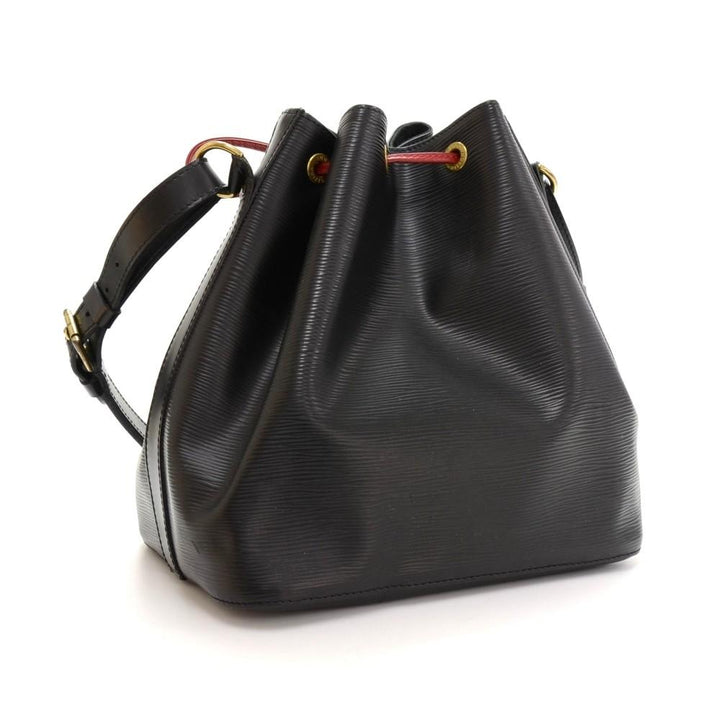 petit noe black epi leather bag