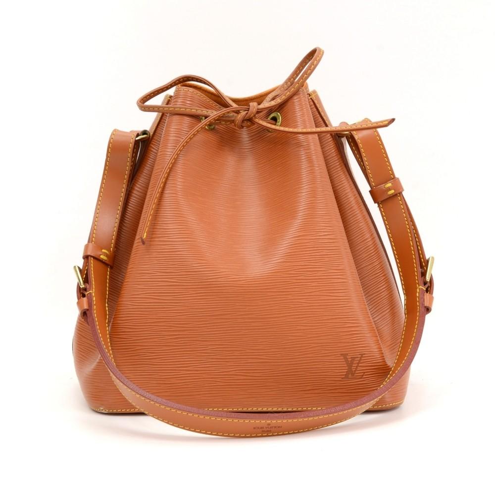 petit noe orange epi leather bag