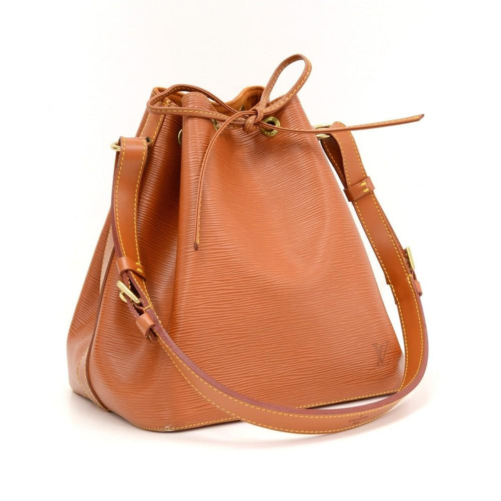 petit noe orange epi leather bag
