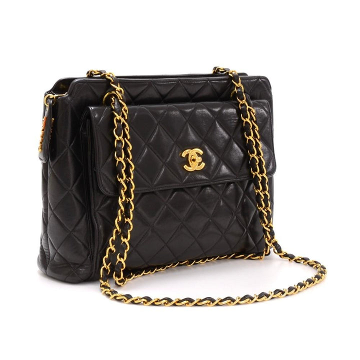 quilted lambskin leather tote bag