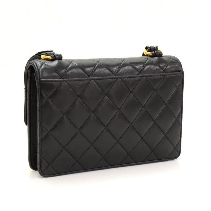 9" single flap quilted lambskin leather shoulder bag