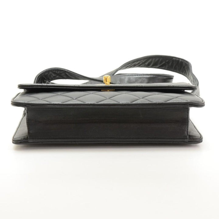 9" single flap quilted lambskin leather shoulder bag