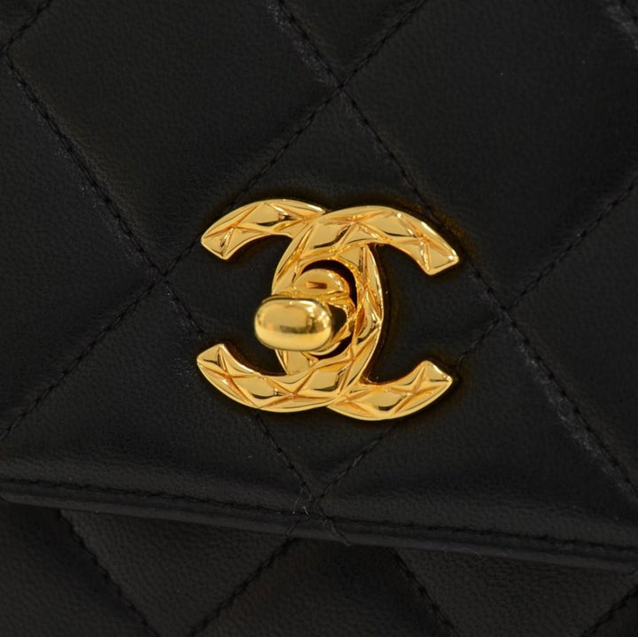 9" single flap quilted lambskin leather shoulder bag
