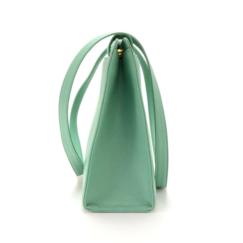 medium caviar leather tote bag