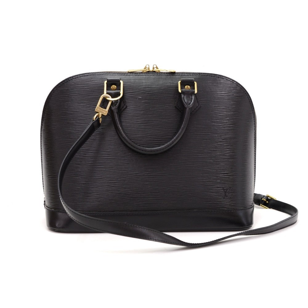 alma pm black epi leather with shoulder strap