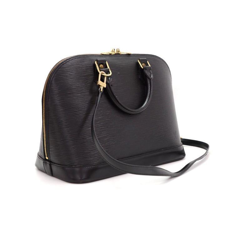 alma pm black epi leather with shoulder strap