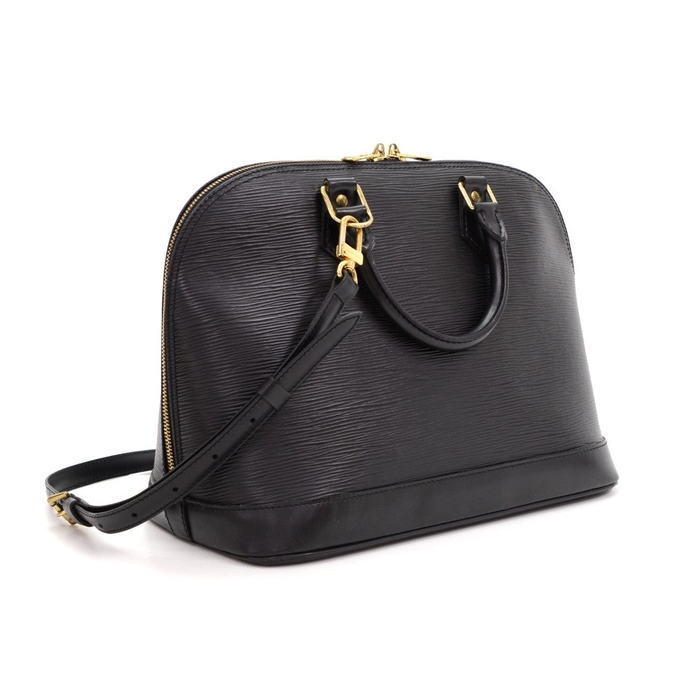 alma pm black epi leather with shoulder strap