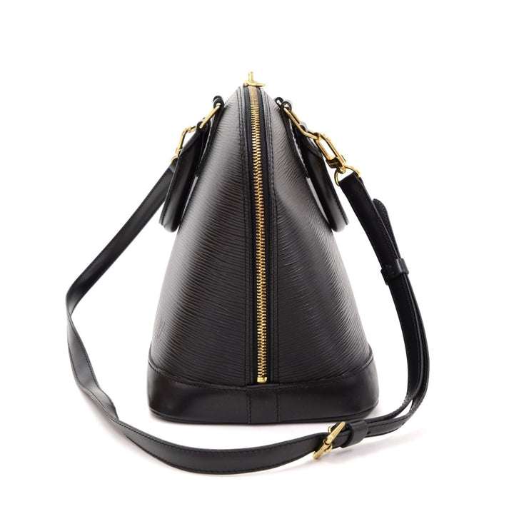 alma pm black epi leather with shoulder strap
