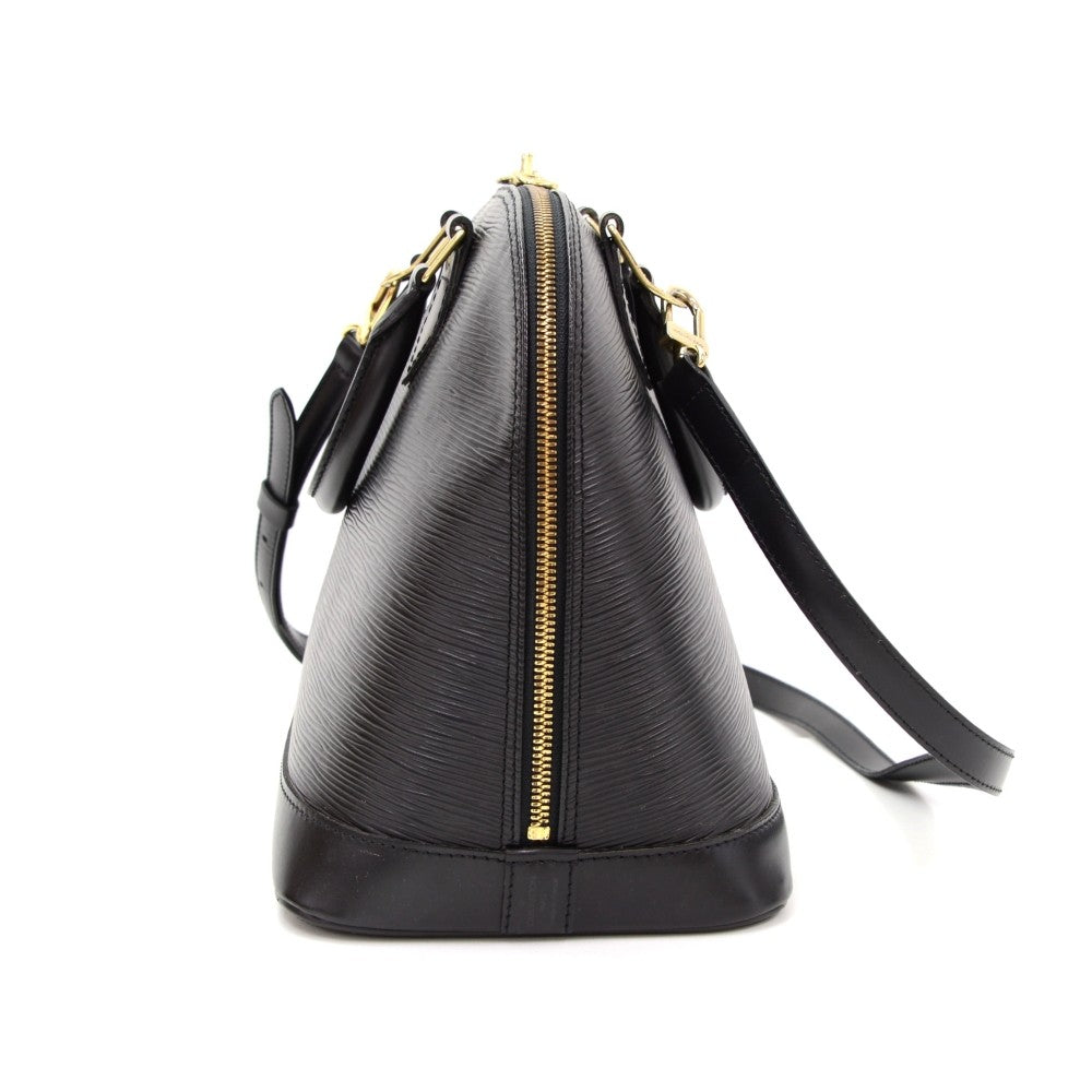 alma pm black epi leather with shoulder strap