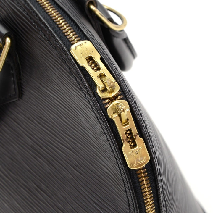 alma pm black epi leather with shoulder strap