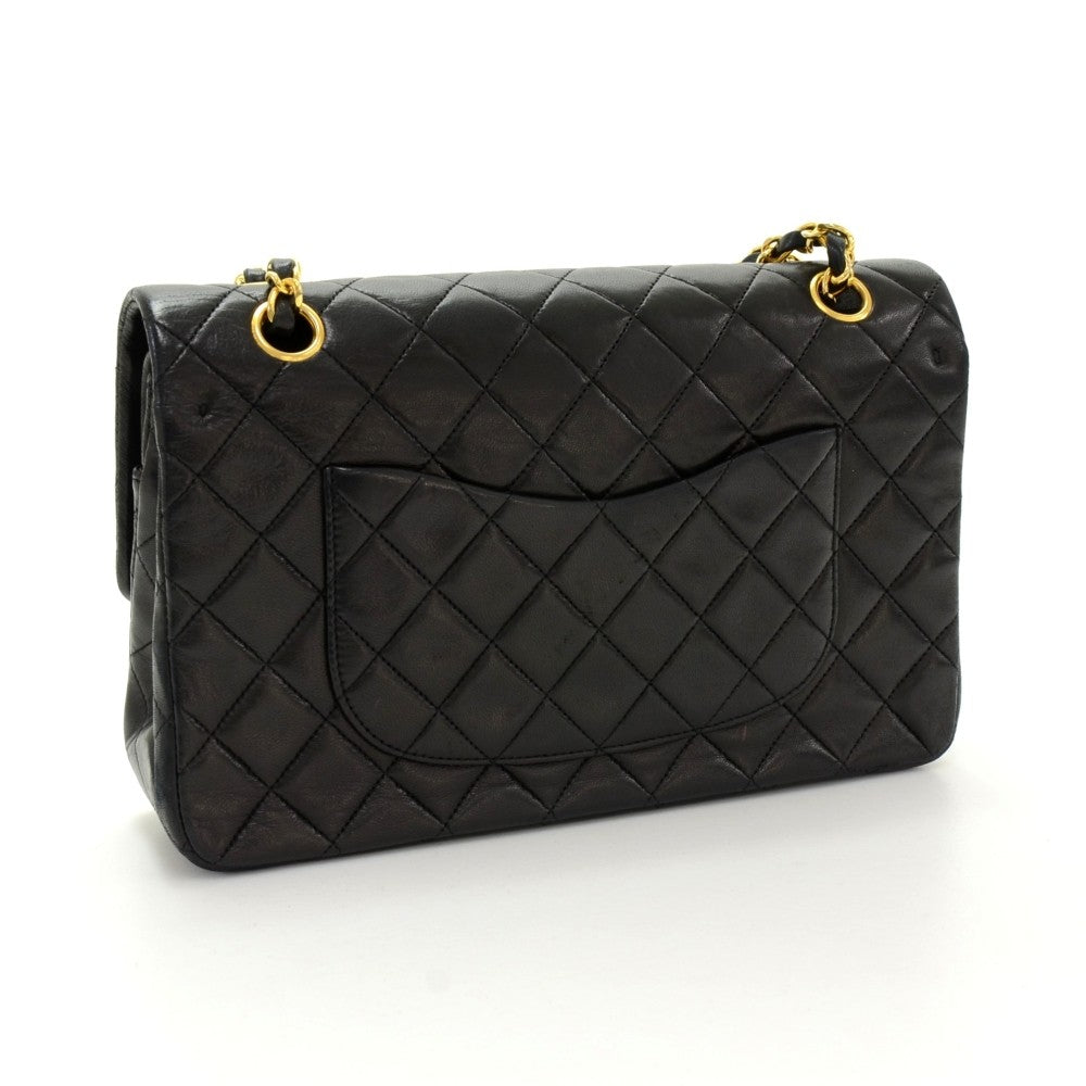 double flap lambskin leather bag