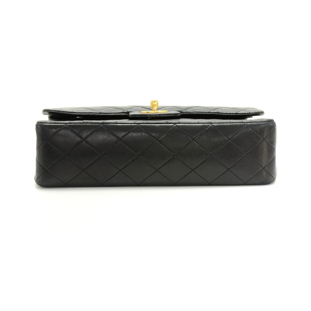 double flap lambskin leather bag