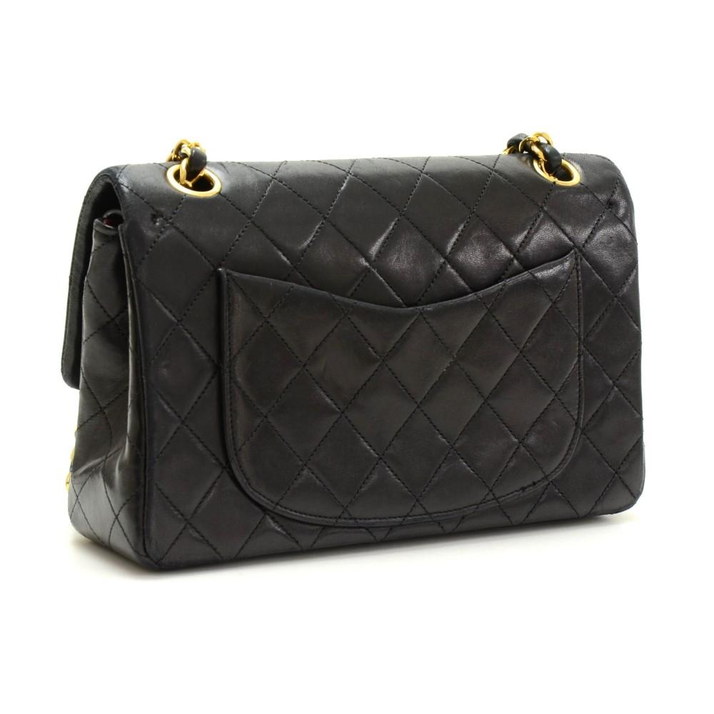 2.55 9" quilted leather double flap shoulder bag