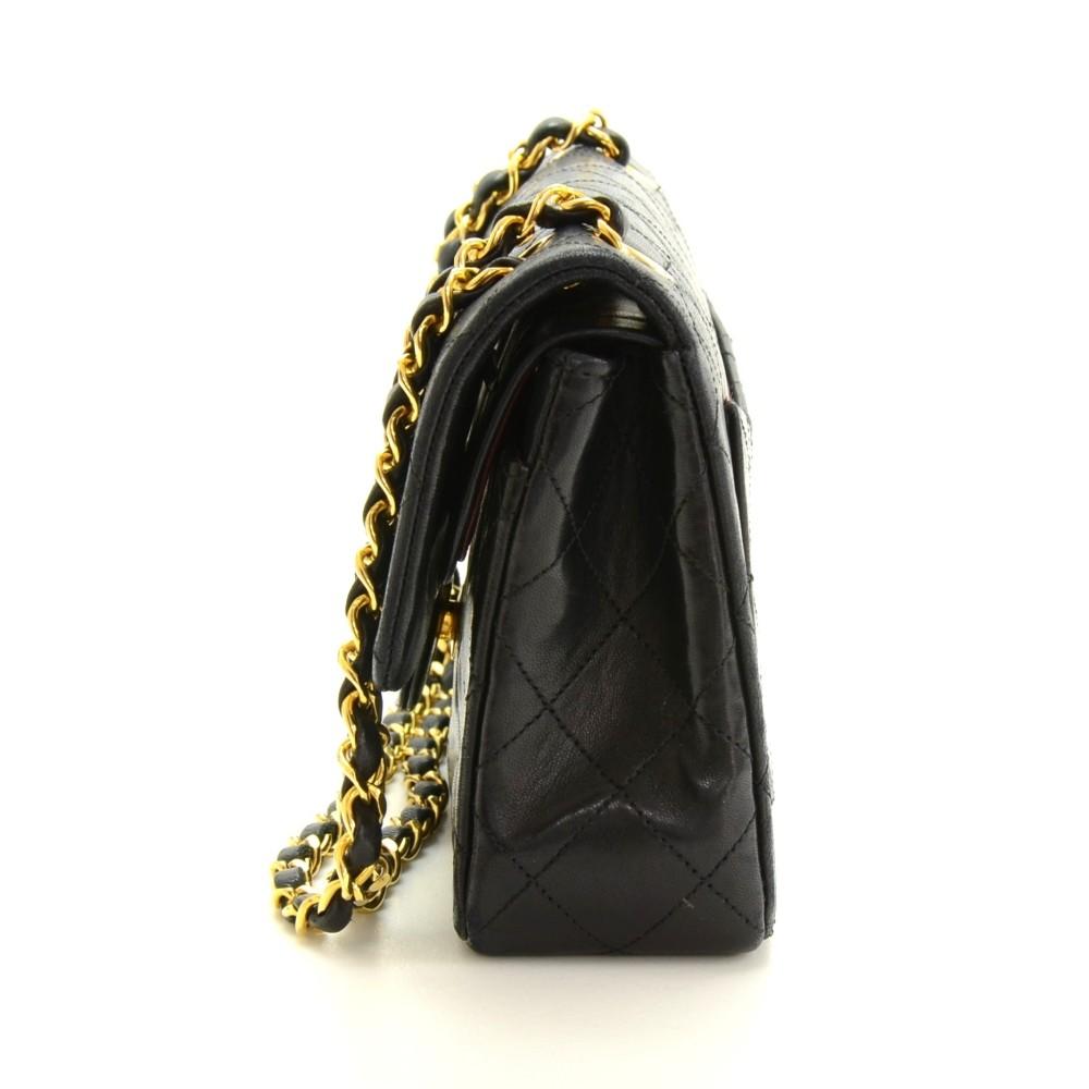 2.55 9" quilted leather double flap shoulder bag