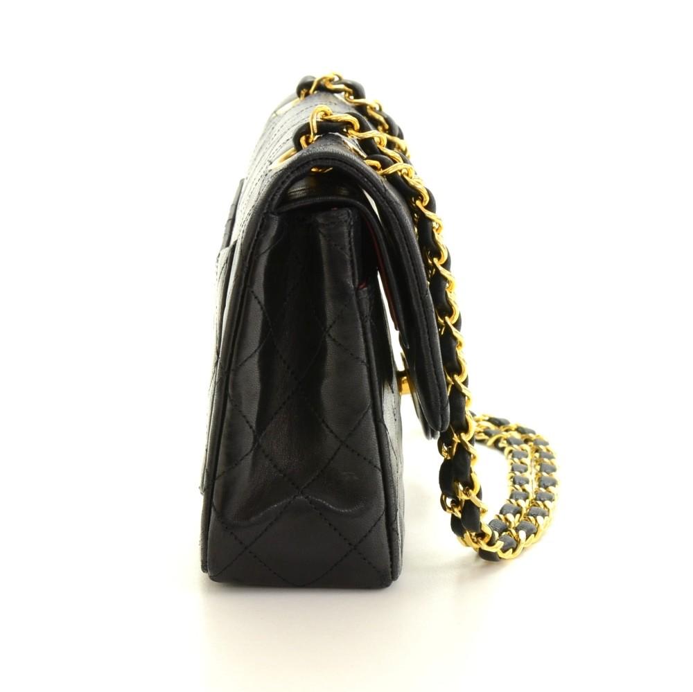 2.55 9" quilted leather double flap shoulder bag