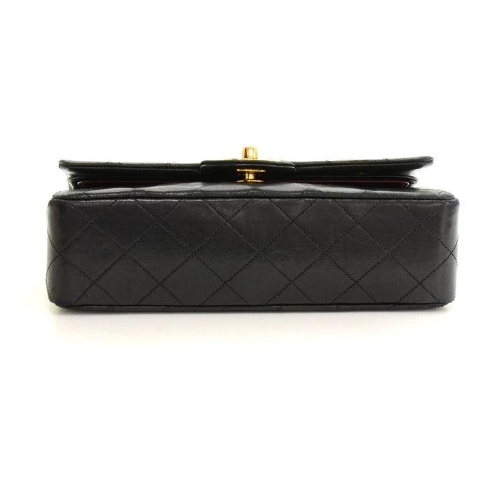2.55 9" quilted leather double flap shoulder bag