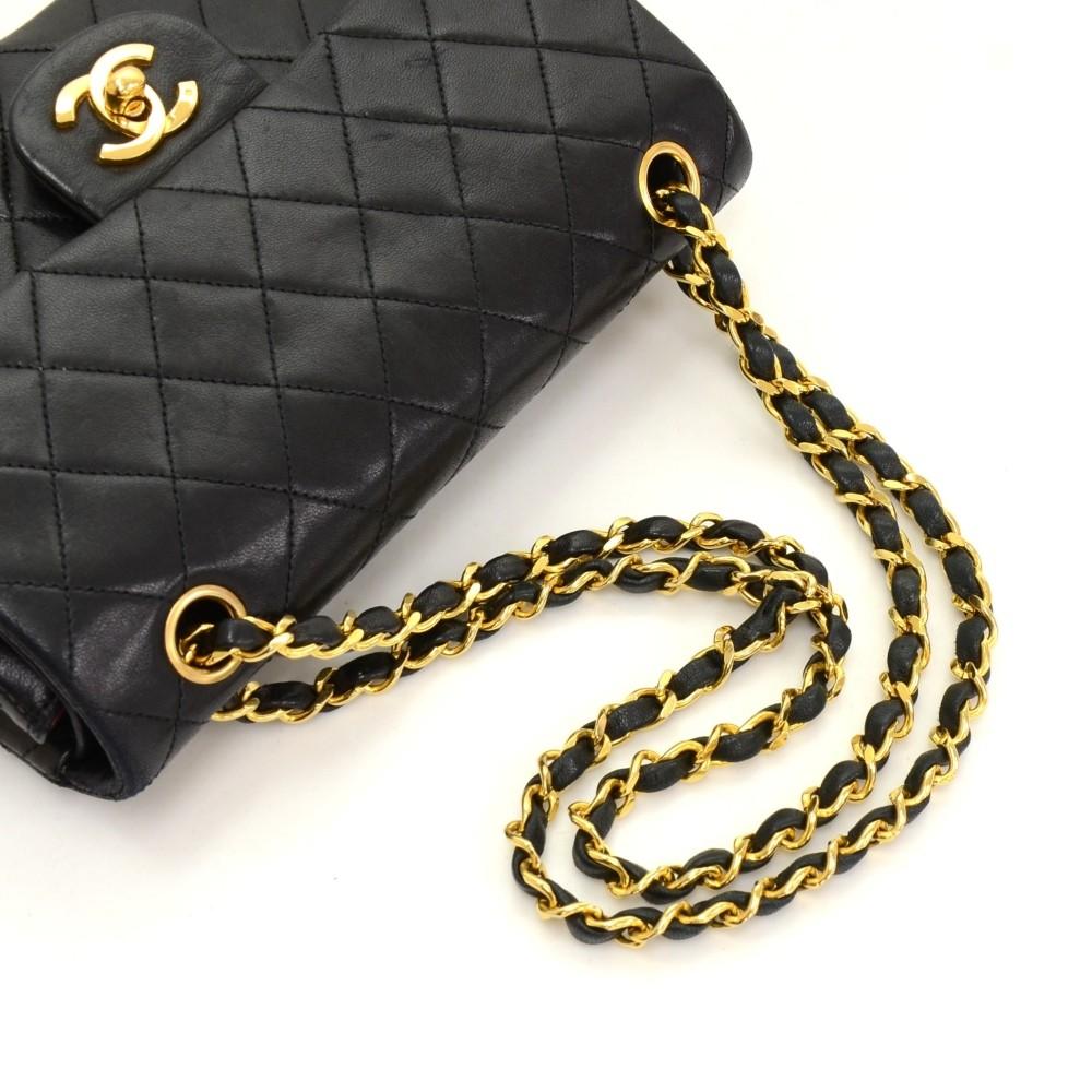2.55 9" quilted leather double flap shoulder bag