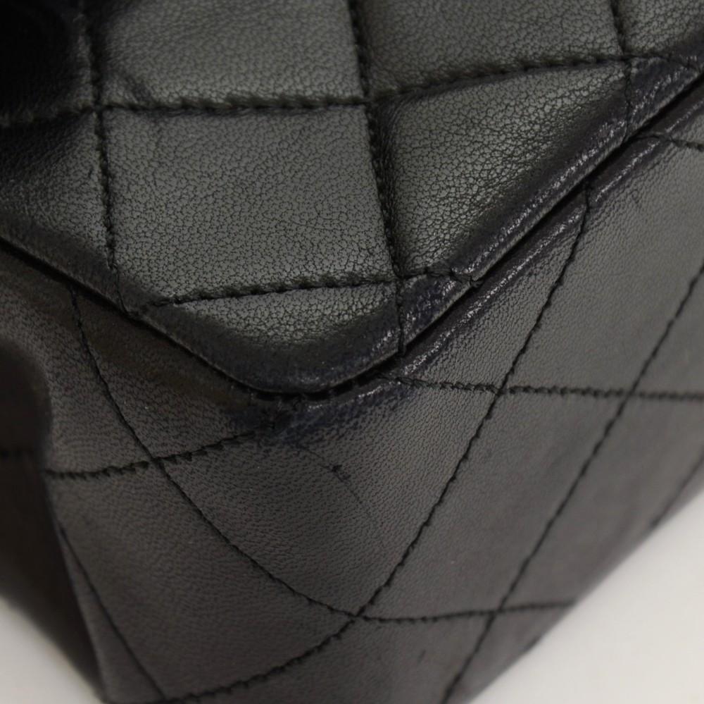 2.55 9" quilted leather double flap shoulder bag