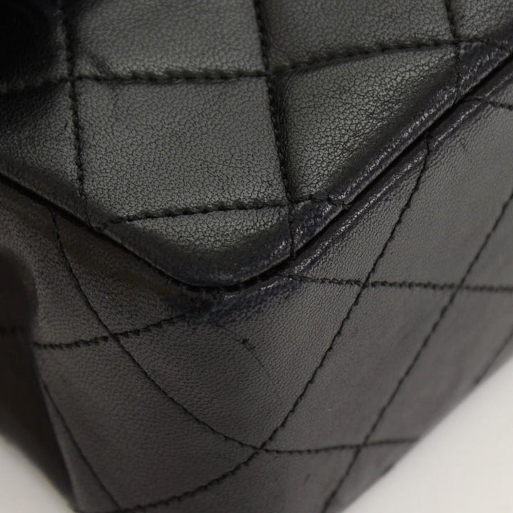 2.55 9" quilted leather double flap shoulder bag