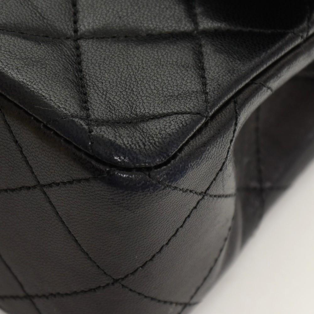 2.55 9" quilted leather double flap shoulder bag