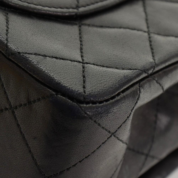 2.55 9" quilted leather double flap shoulder bag