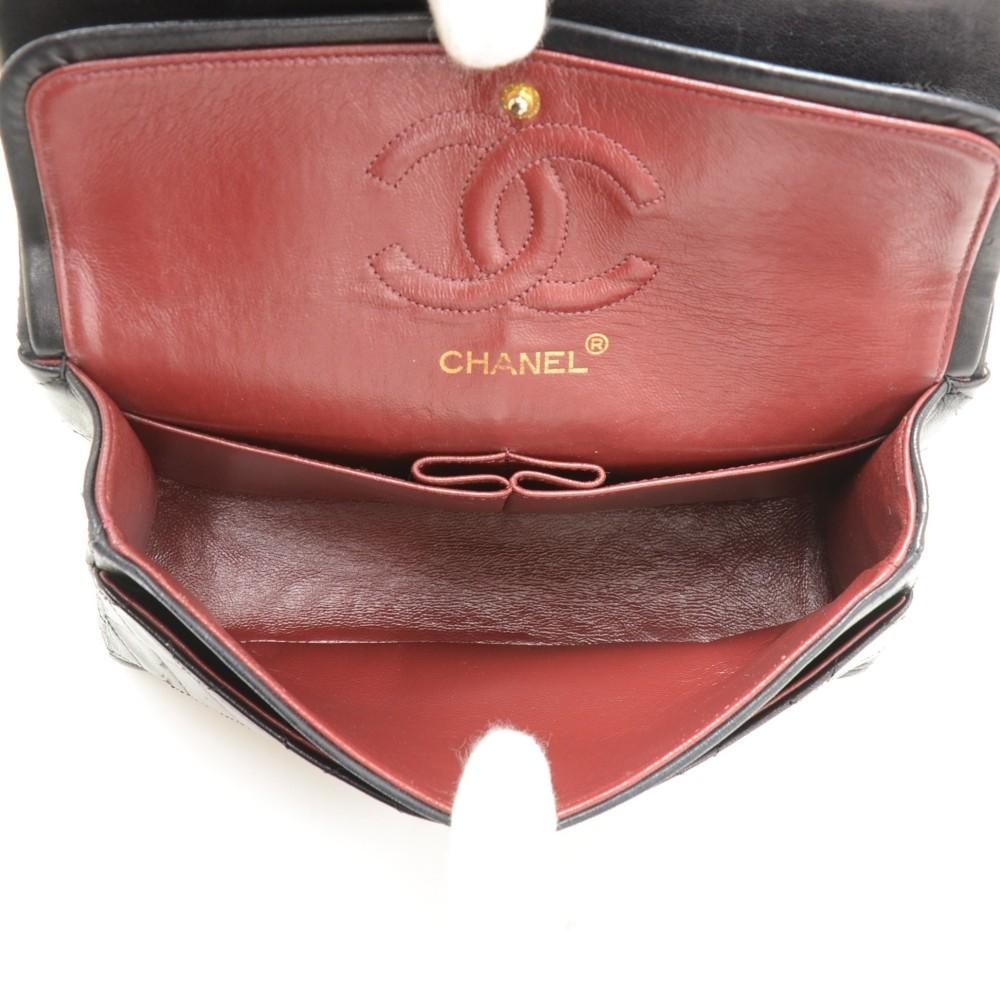 2.55 9" quilted leather double flap shoulder bag