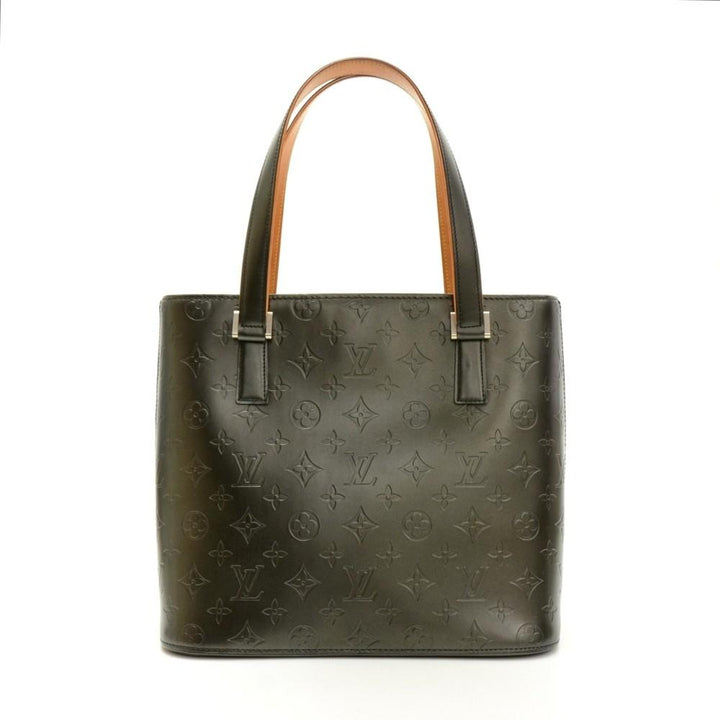 stockton monogram mat leather handbag