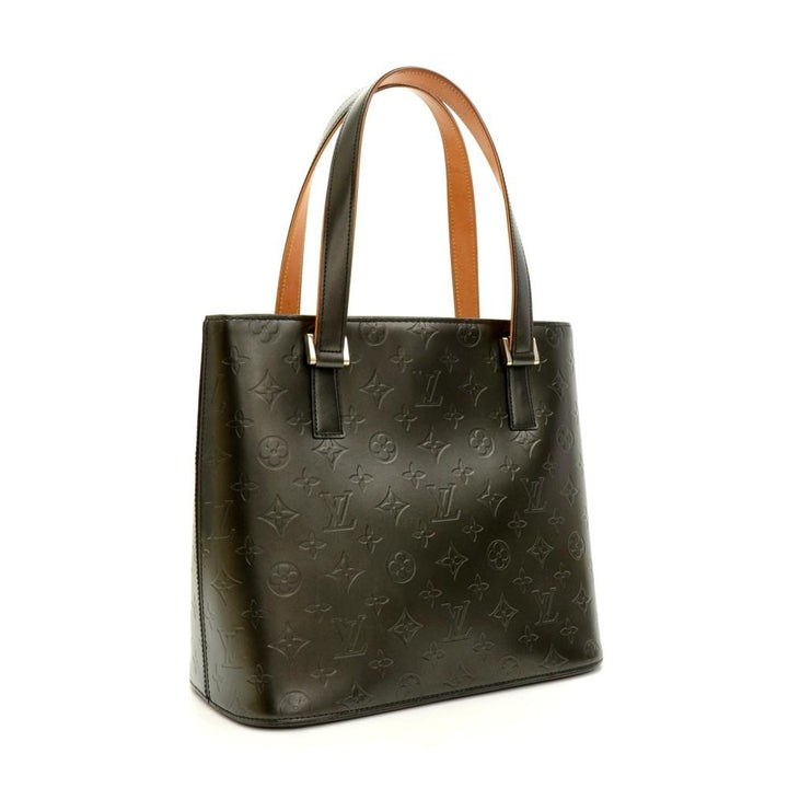 stockton monogram mat leather handbag