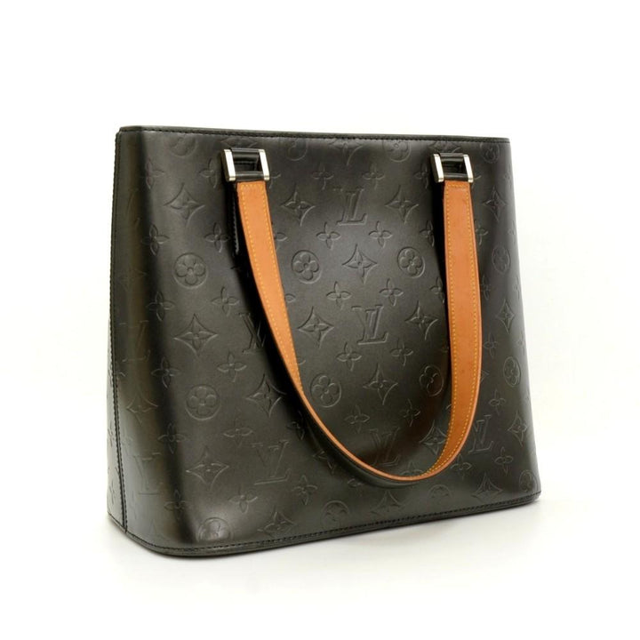 stockton monogram mat leather handbag