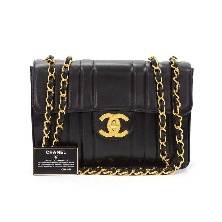 jumbo quilted lambskin leather shoulder bag