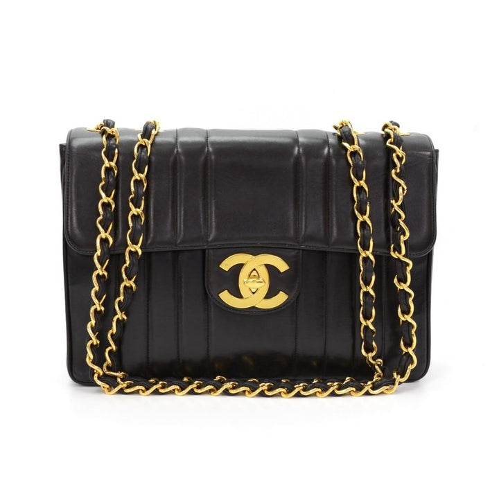 jumbo quilted lambskin leather shoulder bag