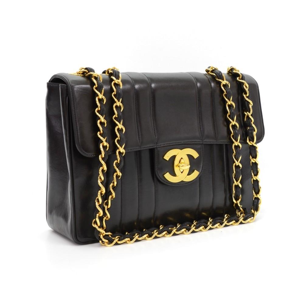 jumbo quilted lambskin leather shoulder bag