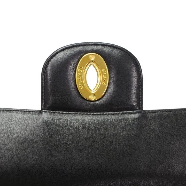 jumbo quilted lambskin leather shoulder bag